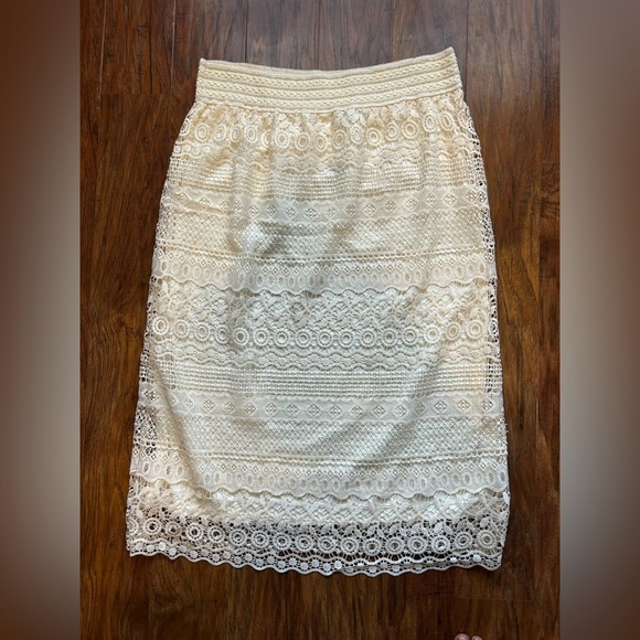 Cream  Women’s Size Large Lace Skirt Bohemia Festival Concert - Picture 1 of 7